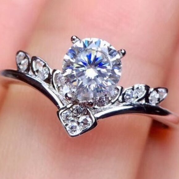 Beautiful Twisted Cross Trendy Pure Zircon Rings for Women, PD268 - Picture 5 of 6